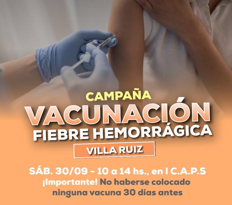 Vacunarán contra la fiebre hemorrágica en Villa Ruiz