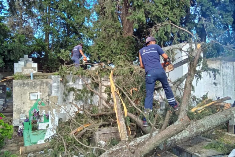 Luján: Siguen trabajos en el cementerio tras temporal